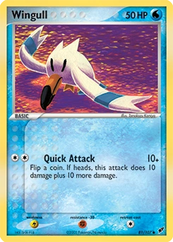 Wingull Pokémon card, number 81
