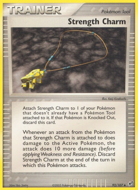Strength Charm Pokémon card from Deoxys, number 92 (Standard print)