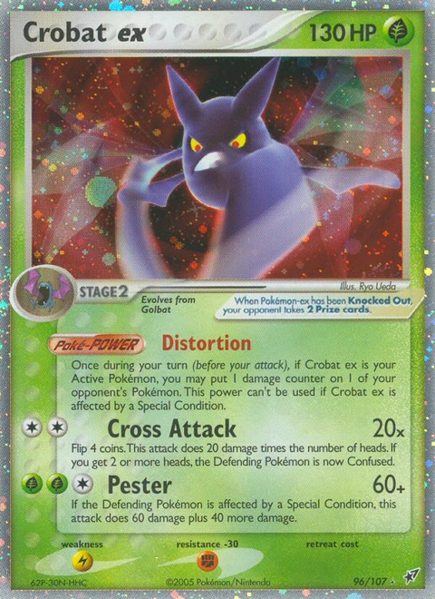 Crobat ex Pokémon card from Deoxys, number 96 (Holo print)