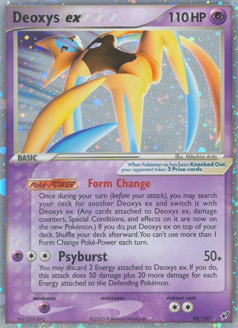 Deoxys ex Pokémon card from Deoxys, number 98 (Holo print)