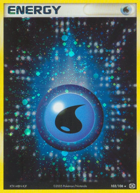 Water Energy Pokémon card from Emerald, number 103 (Holo print)