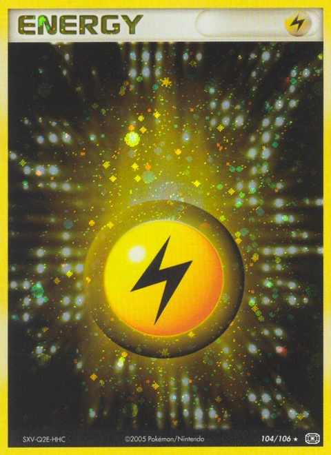 Lightning Energy Pokémon card from Emerald, number 104 (Holo print)