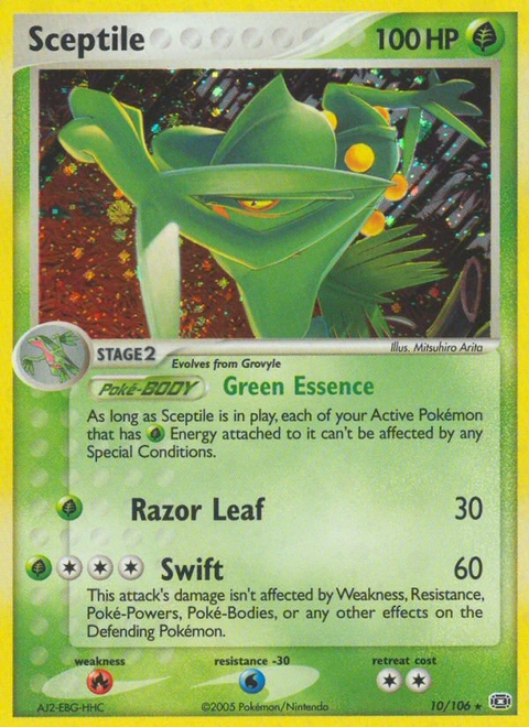 Sceptile Pokémon card from Emerald, number 10 (Standard (Deck Exclusive) print)