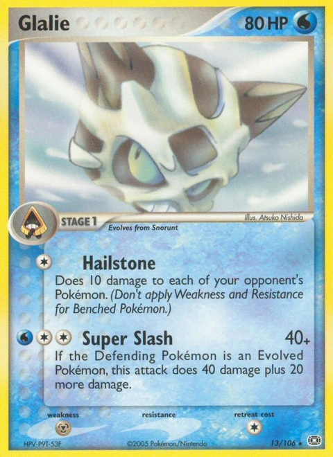 Glalie Pokémon card from Emerald, number 13 (Standard print)