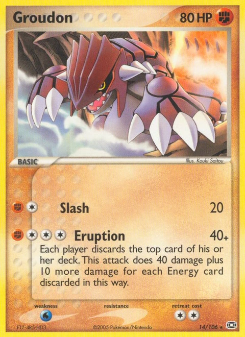 Groudon Pokémon card from Emerald, number 14 (Standard print)