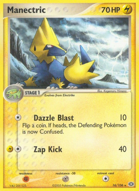 Manectric Pokémon card from Emerald, number 16 (Standard print)