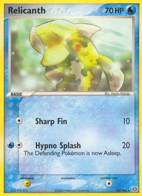 Relicanth Pokémon card from Emerald, number 18 (Standard print)