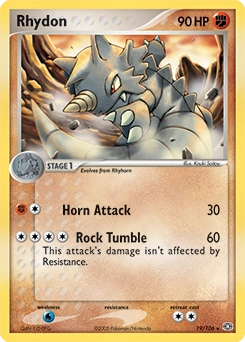 Rhydon Pokémon card, number 19