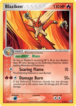 Blaziken Pokémon card, number 1