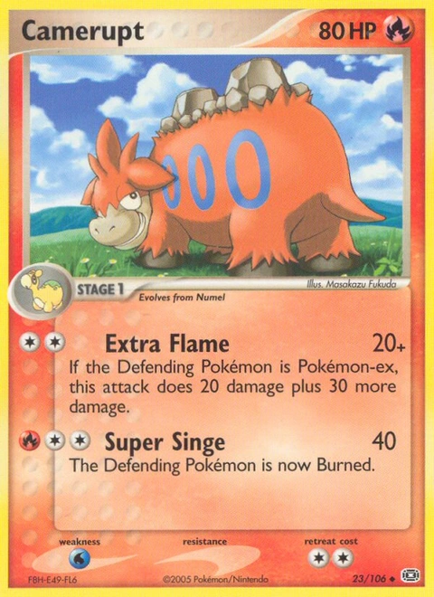 Camerupt Pokémon card from Emerald, number 23 (Standard print)