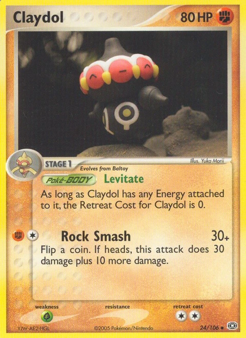 Claydol Pokémon card from Emerald, number 24 (Standard print)