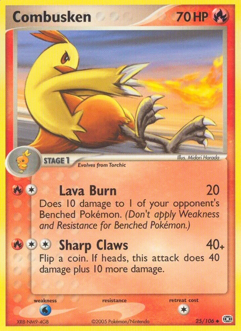 Combusken Pokémon card from Emerald, number 25 (Standard print)