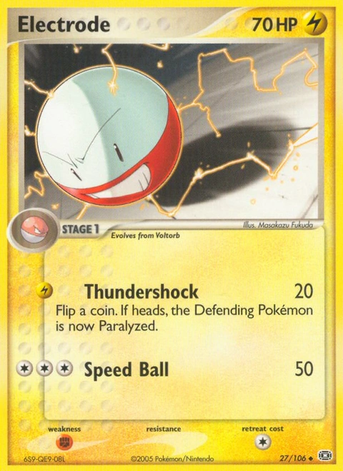 Electrode Pokémon card from Emerald, number 27 (Standard print)