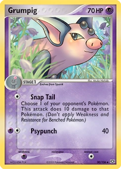 Grumpig Pokémon card, number 30