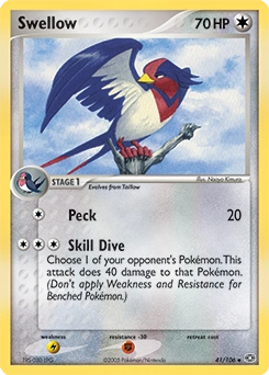 Swellow Pokémon card, number 41