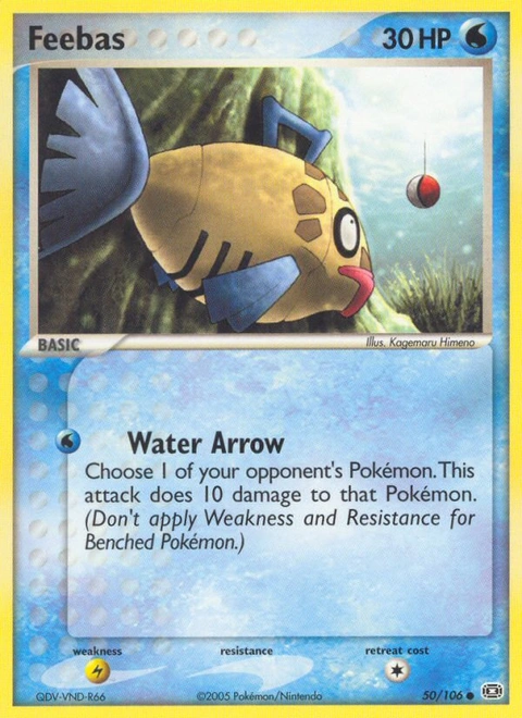 Feebas Pokémon card from Emerald, number 50 (Standard print)