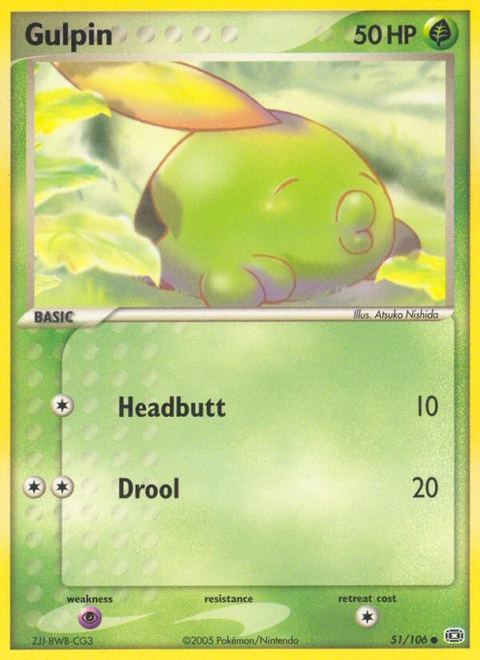 Gulpin Pokémon card from Emerald, number 51 (Standard print)