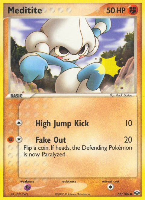 Meditite Pokémon card from Emerald, number 55 (Standard print)