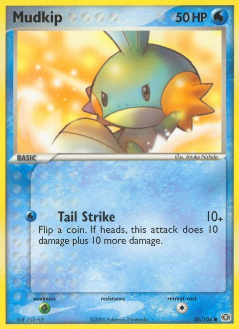 Mudkip Pokémon card from Emerald, number 56 (Standard print)