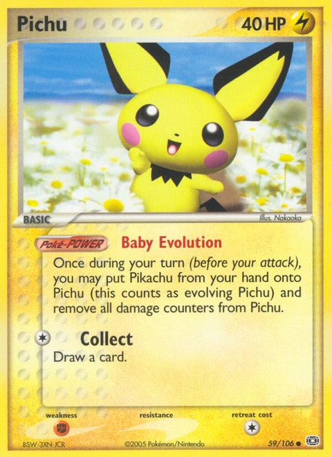 Pichu Pokémon card from Emerald, number 59 (Standard print)