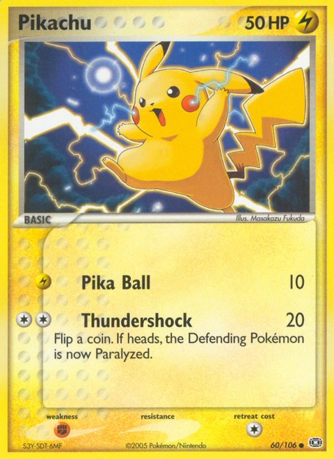 Pikachu Pokémon card from Emerald, number 60 (Standard print)