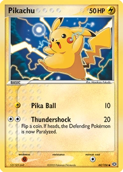 Pikachu Pokémon card, number 60
