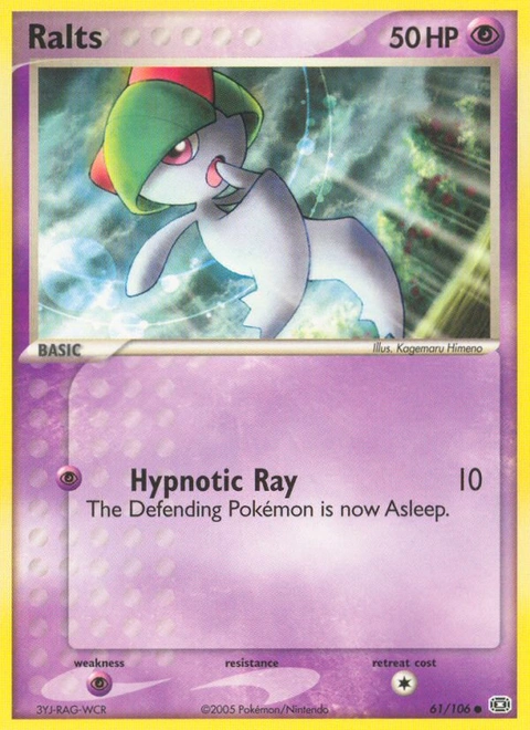 Ralts Pokémon card from Emerald, number 61 (Standard print)