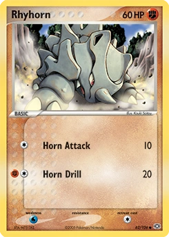 Rhyhorn Pokémon card, number 62