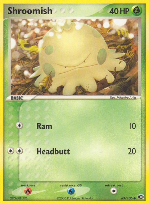 Shroomish Pokémon card from Emerald, number 63 (Standard print)