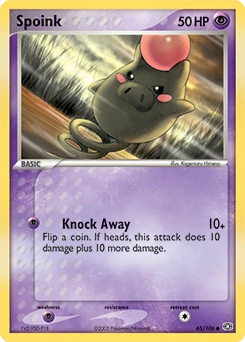 Spoink Pokémon card, number 65