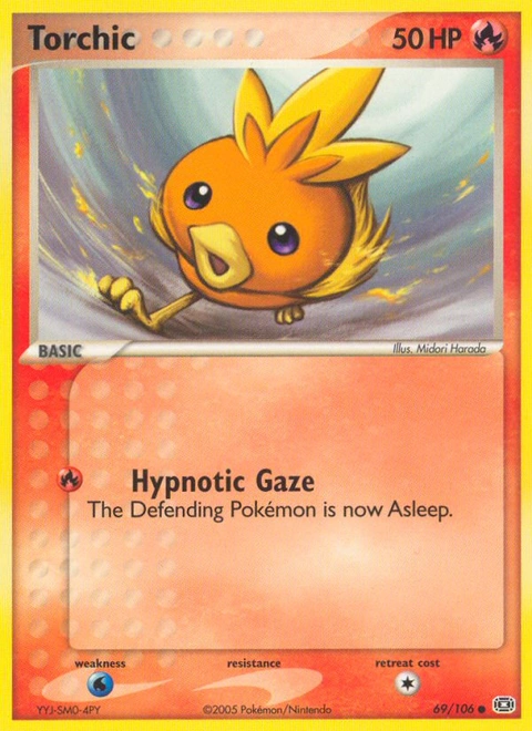 Torchic Pokémon card from Emerald, number 69 (Standard print)