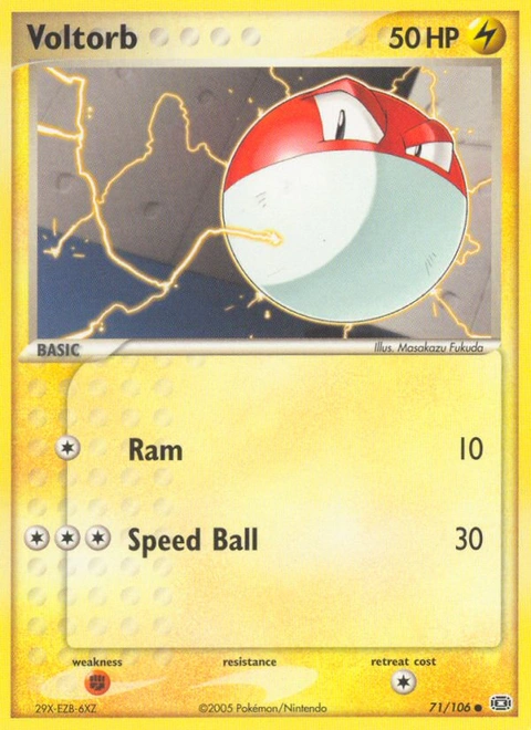 Voltorb Pokémon card from Emerald, number 71 (Standard print)