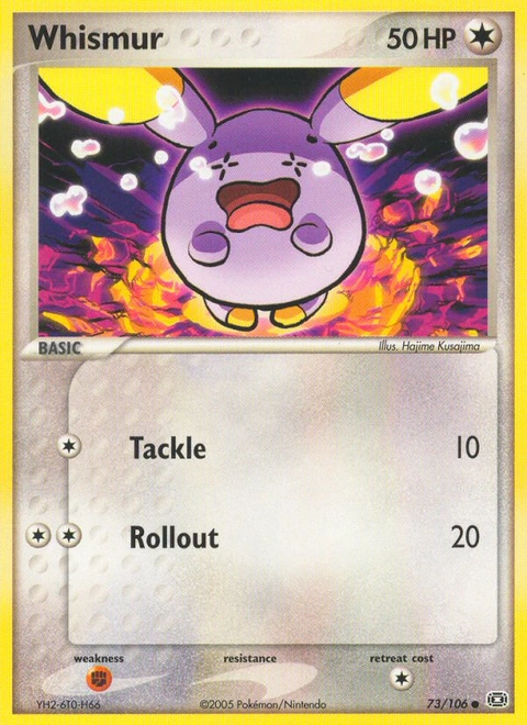 Whismur Pokémon card from Emerald, number 73 (Standard print)