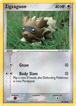 Zigzagoon Pokémon card, number 74