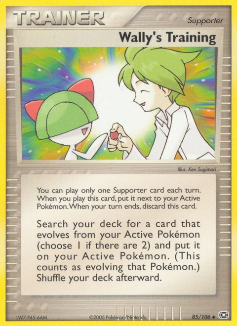 Wally's Training Pokémon card from Emerald, number 85 (Standard print)