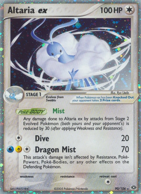 Altaria ex Pokémon card from Emerald, number 90 (Holo print)