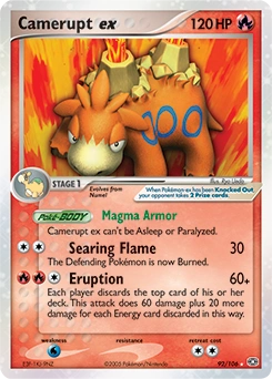 Camerupt ex Pokémon card, number 92