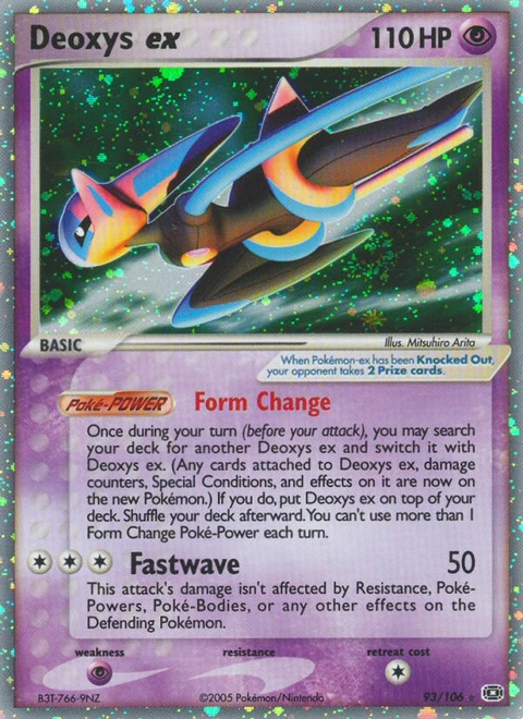 Deoxys ex Pokémon card from Emerald, number 93 (Holo print)