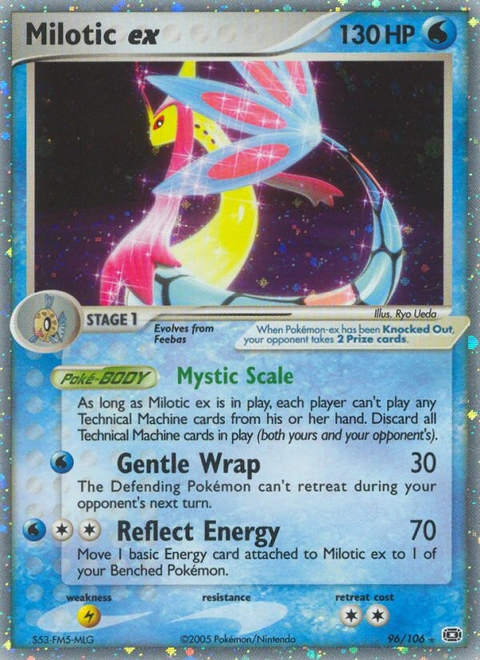 Milotic ex Pokémon card from Emerald, number 96 (Holo print)