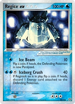 Regice ex Pokémon card, number 98