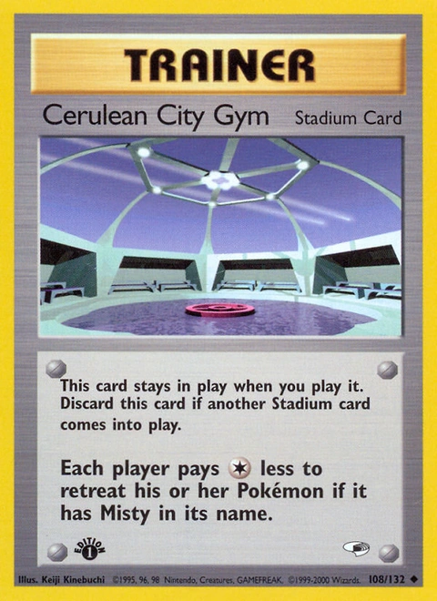 Cerulean City Gym Pokémon card from Gym Heroes, number 108 (1st Edition print)