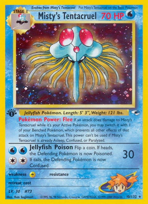 Misty's Tentacruel Pokémon card from Gym Heroes, number 10 (1st Edition print)