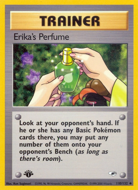 Erika's Perfume Pokémon card from Gym Heroes, number 110 (1st Edition print)
