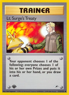 Lt. Surge's Treaty Pokémon card, number 112