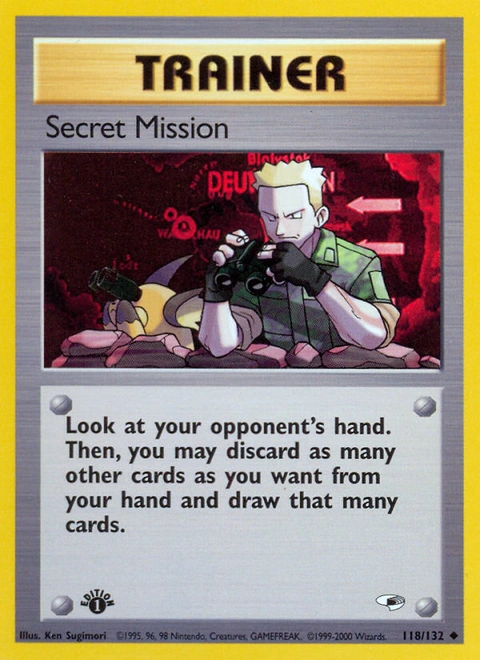 Secret Mission Pokémon card from Gym Heroes, number 118 (1st Edition print)