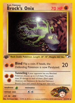 Brock's Onix Pokémon card, number 21
