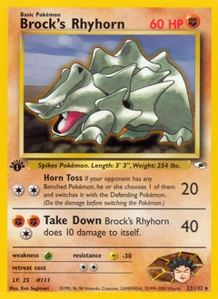 Brock's Rhyhorn Pokémon card, number 22