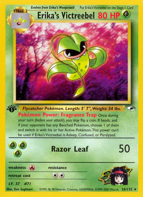 Erika's Victreebel Pokémon card from Gym Heroes, number 26 (1st Edition print)