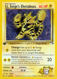 Lt. Surge's Electabuzz Pokémon card, number 27