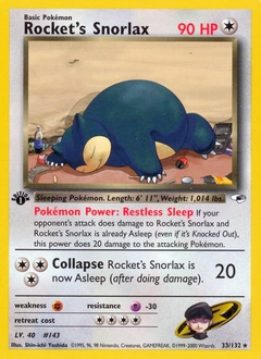 Rocket's Snorlax Pokémon card, number 33